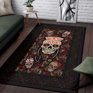 Nurse Skull Rug Frontdoor Home Decor Skull Living Room Rug