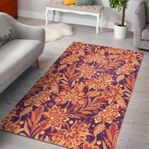 Orange Bohemian Floral Pattern Area Rug Bohemian Rug Living Room Decor