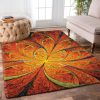 Orange Fractal Flower Dd0910132R Rug Carpet Area Rug For Living Room Bedroom Rug Home Decor