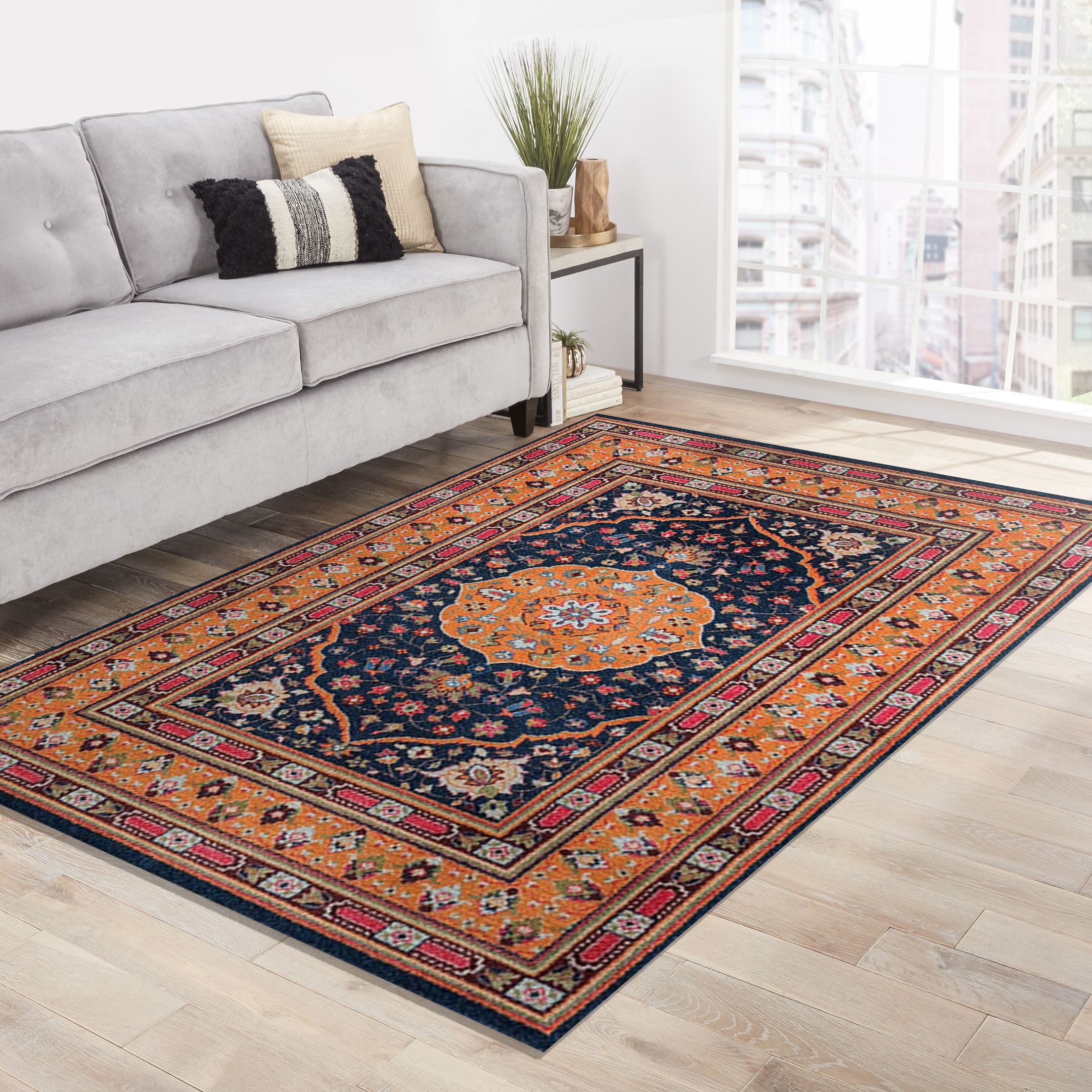 Orange Persian Style Rug Carpet Rug Bedroom Rug Orange Persian Style Rug Carpet Rug Bedroom Rug