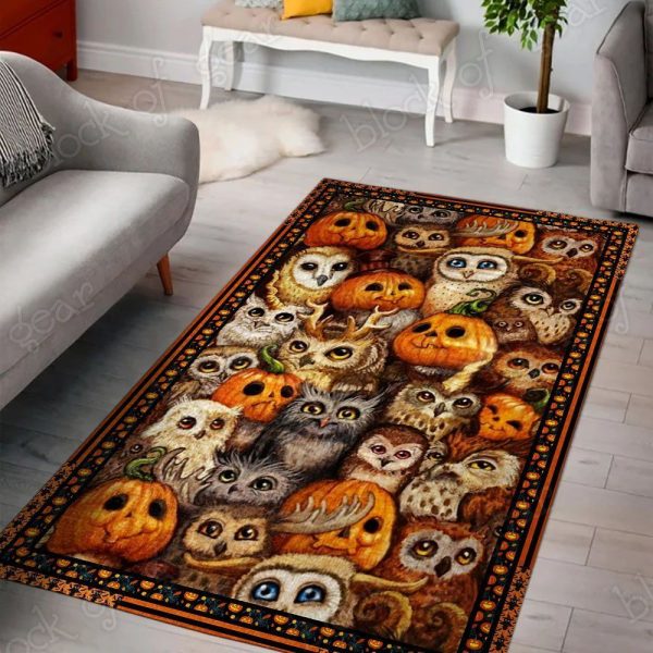 Owl Pumpkin Halloween Cl300943Mdr Rug Carpet Area Rug For Living Room Bedroom Rug Home Decor