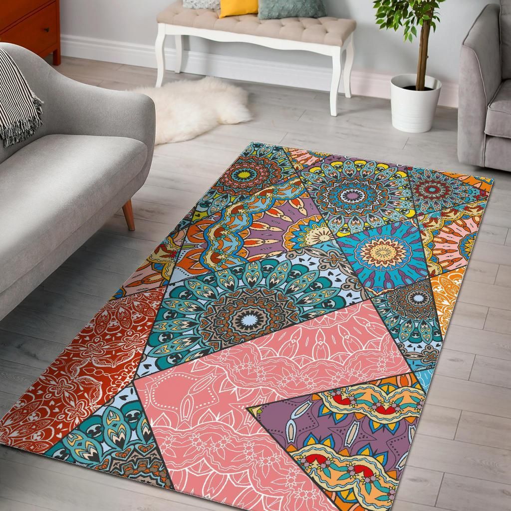 Patchwork Mandala Bohemian Pattern Area Rug Bohemian Rug Floor Decor Patchwork Mandala Bohemian Pattern Area Rug Bohemian Rug Floor Decor