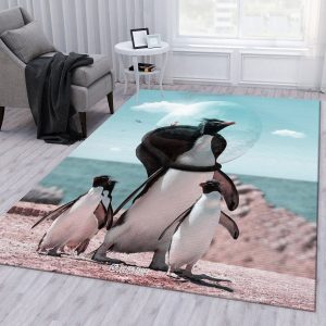 Penguins Area Rug For Christmas Living Room Rug Floor Decor Home Decor Area Rug For Living Room Bedroom Rug Home Decor
