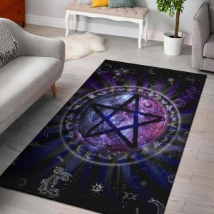Pentacle Wicca Area Rug Living Room Rug