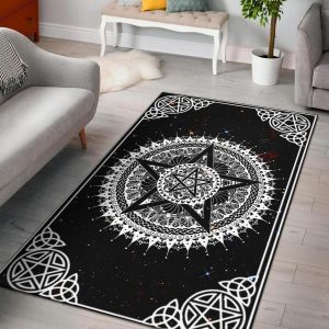 Pentagram Star Wicca Area Rug Living Room Rug