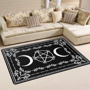 Pentagram Triple Moon Witch Carpet Area Rug 4 Living Room Rug
