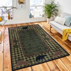 Pine Haven Bear Area Rug Rustic Cabin & Lodge Area Rug Home Decor Rug