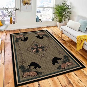 Pinecone Bear Lodge Area Rug Rustic Cabin & Lodge Area Rug Home Decor Rug