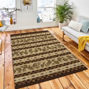 Pinecone Square Area Rug Rustic Cabin & Lodge Area Rug Bedroom Rug