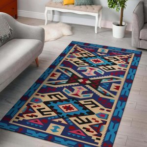 Pink Blue Native Tribes Pattern Native American Area Rug Carpet Area Rug For Living Room Bedroom Rug Home Decor