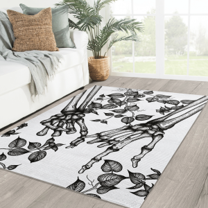 Pinky Promise Rug Pinky Swear Rug Gothic Rug Dark And Macabre Skeleton Rug Memento Mori Rug Living Home Decor Gothic Home Decor