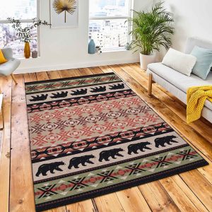 Prescott Bear Area Rug Rustic Cabin & Lodge Area Rug Bedroom Rug