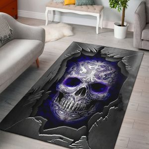 Purple Skull 3D Rug Living Room Rug