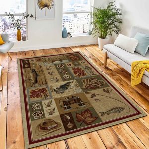 Rather Be Fishing Area Rug Rustic Cabin & Lodge Area Rug Living Room Rug