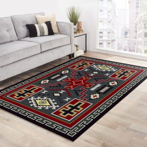 Red And Black Southwestern Rug Carpet Rug Home Decor Rug