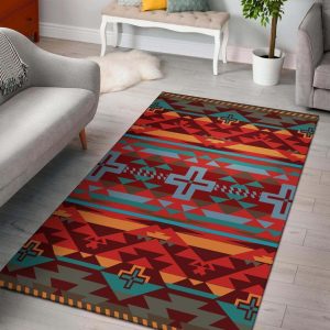 Red Orange Cross Pattern Native American Area Rug Carpet Area Rug For Living Room Bedroom Rug Home Decor