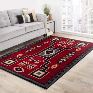 Red Southwestern Rug Carpet Rug Home Decor Rug