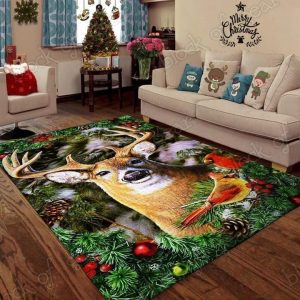 Reindeer And Hummingbirds Christmas Living Room Rug Carpet Rug Carpet Area Rug For Living Room Bedroom Rug Home Decor