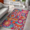 Retro Bohemian Mandala Pattern Area Rug Bohemian Rug Rug Love Decor