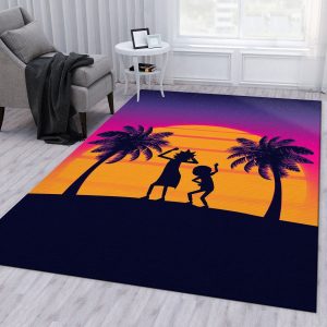 Rick And Morty Sunset Christmas Gift Rug Bedroom Rug Floor Decor Home Decor Area Rug For Living Room Bedroom Rug Home Decor