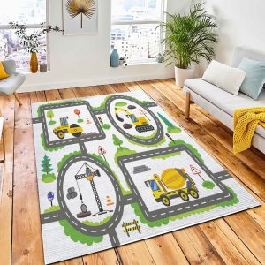 Road Construction Trucks Children Board Rug City Rug Room Decor