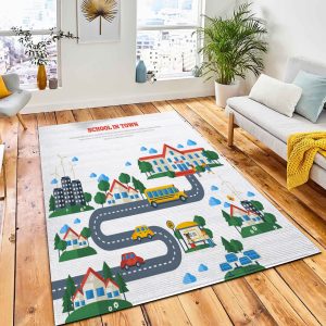 Road School Town Isolated On Rug City Rug Home Decor