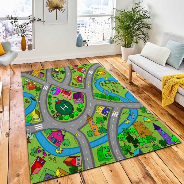 Road Vector Seamless Pattern Rug Carpet City Rug Room Decor