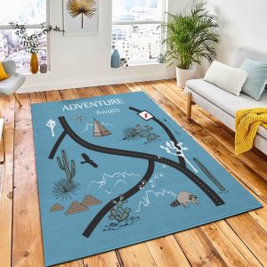 Roads Mountains Cacti Adventure Map Area Rug Carpet Kid Play Rug Home Decor