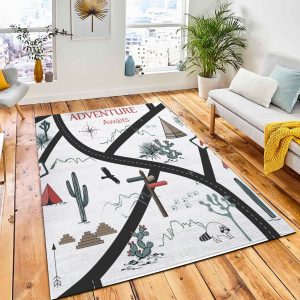 Roads Mountains Cacti Adventure Seamless Carpet Rug Kid Play Rug Home Decor