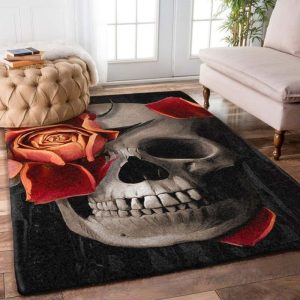 Rose Skull Rectangle Bw64628 Rug Carpet Area Rug For Living Room Bedroom Rug Home Decor