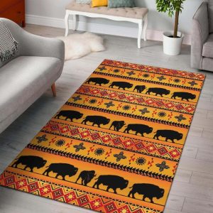 Running Bisons Yellow Native American Area Rug Carpet Area Rug For Living Room Bedroom Rug Home Decor