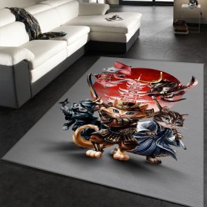 Samurai Cat In Edo Japan Area Rug Living Room And Bedroom Rug Us Gift Decor Area Rug For Living Room Bedroom Rug Home Decor