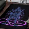 Satanic Pentagram Satanic Cross Demon Erotic Area Rug Sexy Wild Blue Pink Rug Gothic Home Decor