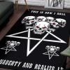 Satanic Skull Inverted Pentagram Area Rug Gothic Home Decor