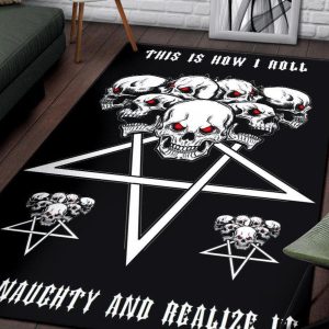 Satanic Skull Inverted Pentagram Area Rug Gothic Home Decor