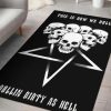 Satanic Skull Inverted Pentagram Sharp Steel Blade This Is How We Roll Area Rug Gothic Home Decor