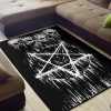 Satanic Skull Melting Inverted Pentagram Area Rug Gothic Home Decor