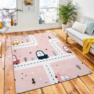 Seamless Pattern Car Running On Area Carpet Rug Nursery Rug Room Decor