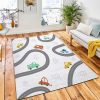 Seamless Pattern Childish Cartoon Town Area Carpet Rug Kid Play Rug Home Decor