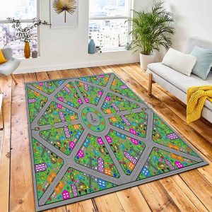 Seamless Pattern Childrens Town Card Area Carpet Rug Nursery Rug Home Decor
