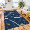 Seamless Pattern Small Cars Road Area Rug Kids Rug Home Decor