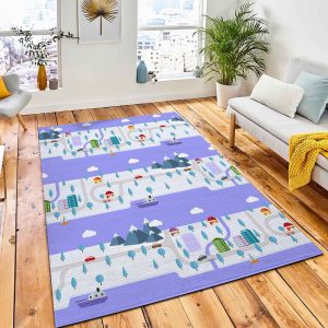 Seamless Pattern Winter Small Town Carpet Rug Kid Play Rug Room Decor