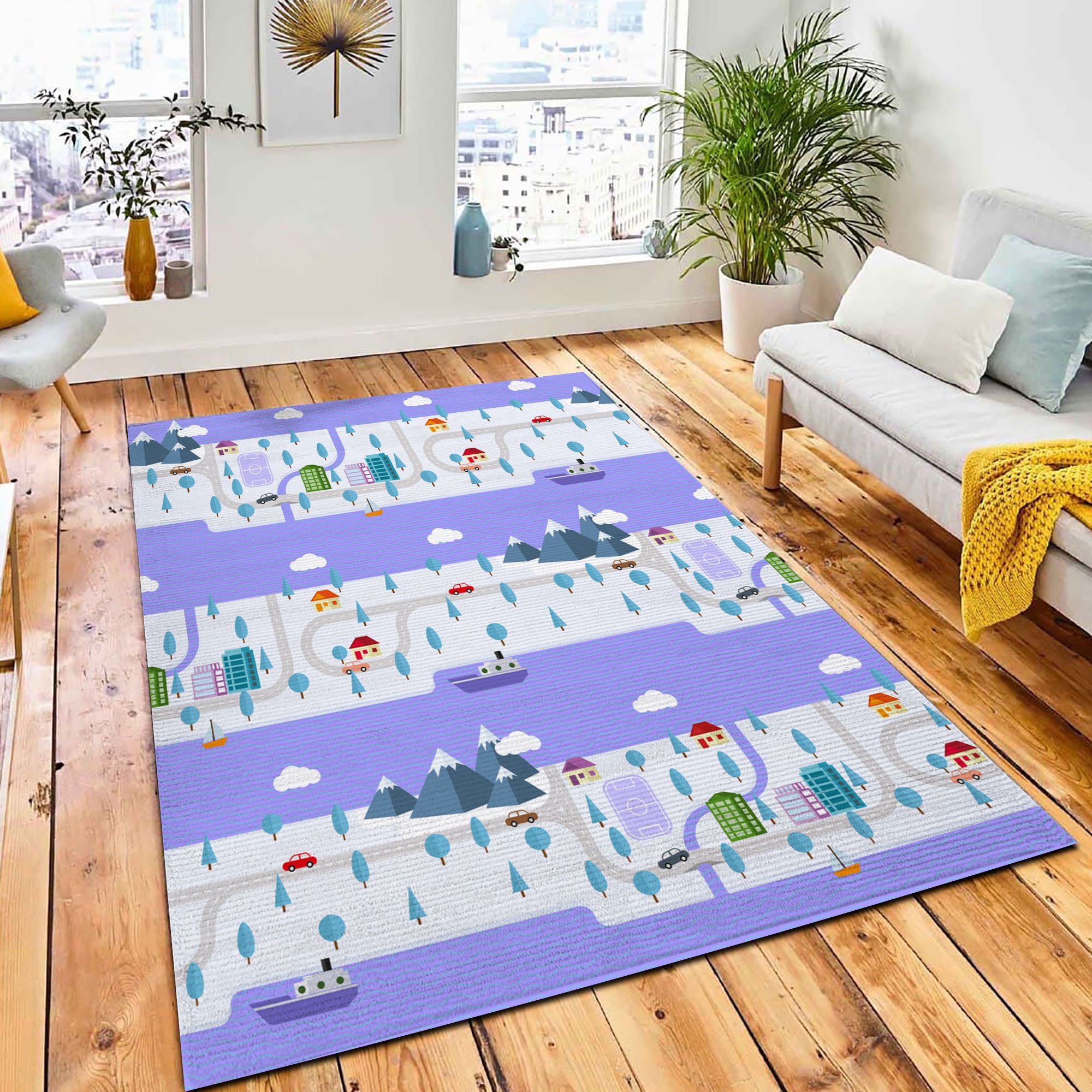 Seamless Pattern Winter Small Town Carpet Rug Kid Play Rug Room Decor Seamless Pattern Winter Small Town Carpet Rug Kid Play Rug Room Decor