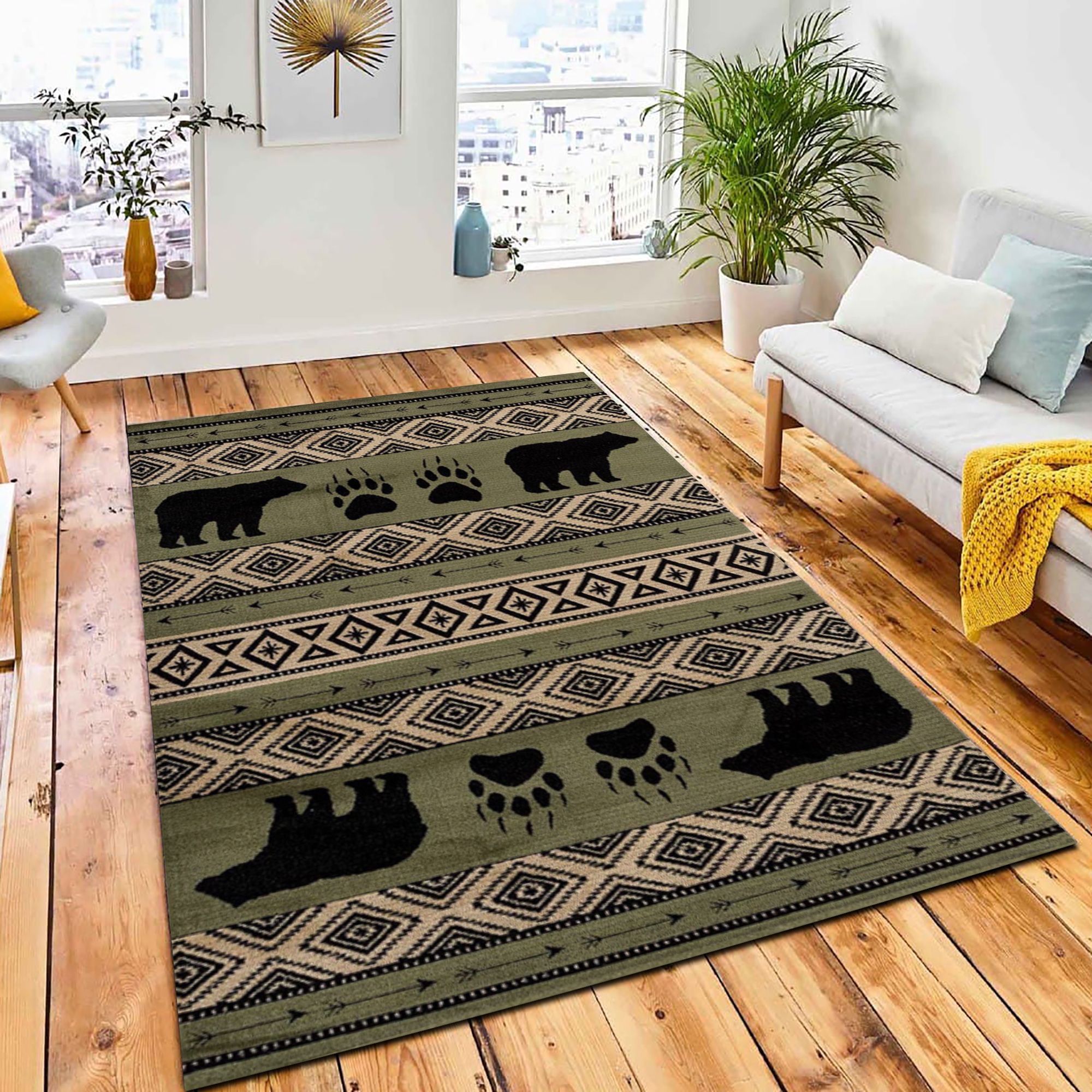 Sedona Green Bear Area Rug Rustic Cabin & Lodge Area Rug Room Decor Rug Sedona Green Bear Area Rug Rustic Cabin & Lodge Area Rug Room Decor Rug