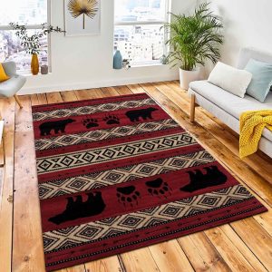Sedona Red Bear Area Rug Rustic Cabin & Lodge Area Rug Bedroom Rug