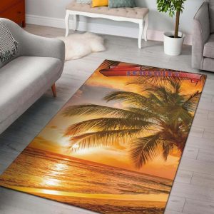 Serenity Sunset Palm Tree Beach Area Rug Carpet Carpets Area Rug For Living Room Bedroom Rug Home Decor