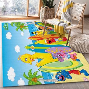 Sesame Street Surf Board Area Rug Bedroom Rug Floor Decor Home Decor Area Rug For Living Room Bedroom Rug Home Decor