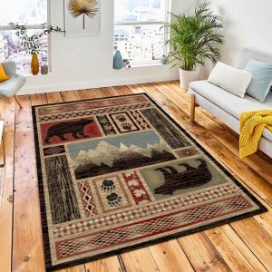 Sierra Mountain Bear Area Rug Rustic Cabin & Lodge Area Rug Home Decor Rug