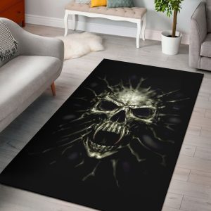 Skull Art Dark Rug Fabric Skull Living Room Rug