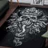 Skull Cross Crowned Demon With Demon Serpents Area Rug Gothic Home Decor